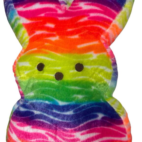 Peeps Bunny Rabbit Plush Stuffed Animal 17'' Neon Rainbow Multicolor Striped - Picture 2 of 5